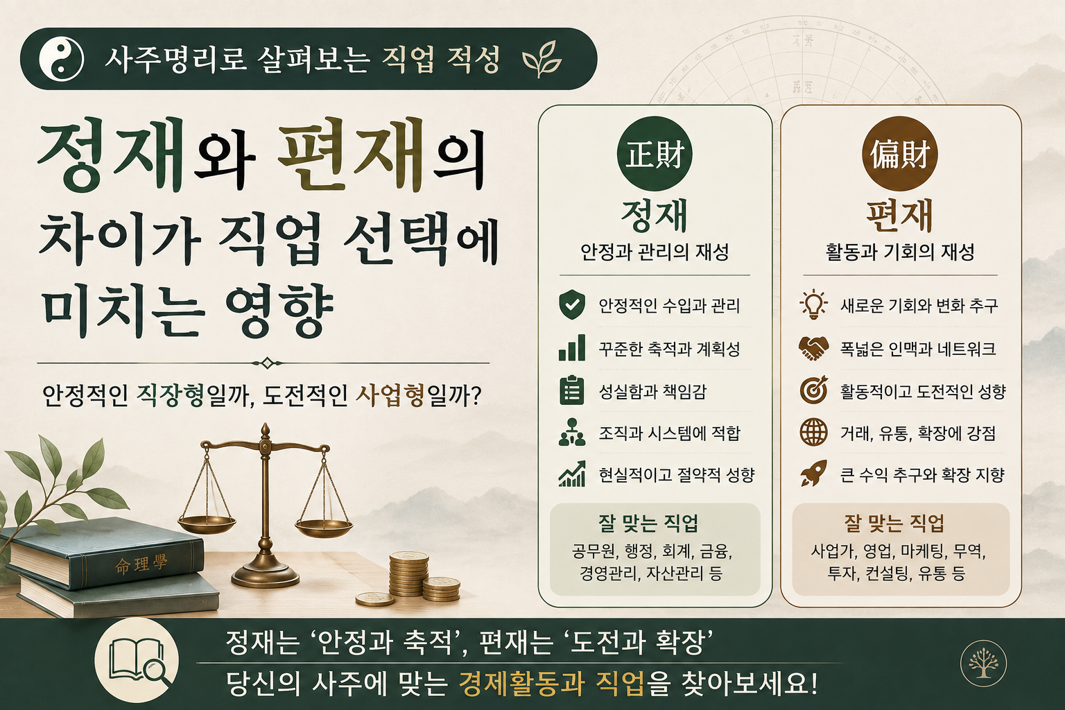 정재와 편재, 직업 선택의 차이