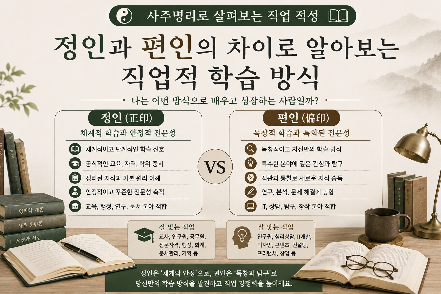 정인과 편인의 차이로 알아보는 직업적 특징