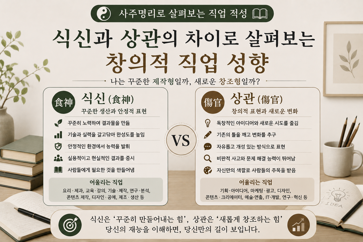 식신과 상관의 차이로 보는 창의적 직업성향